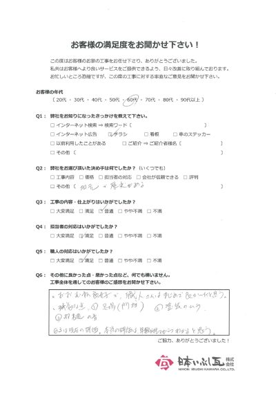 岐阜市 スレート屋根カバー工事 H様の声