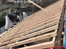 羽島市で屋根リフォーム工事中 大工工事